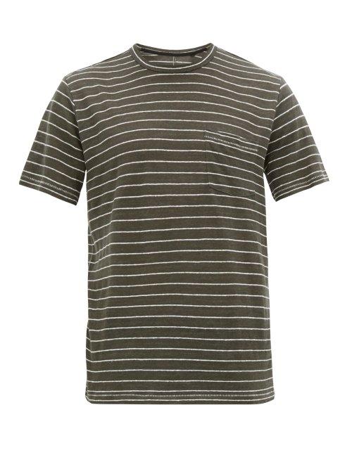 Matchesfashion.com Rag & Bone - Owen Jacquard Striped Linen T Shirt - Mens - Black Multi