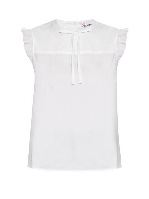 Redvalentino Ruffled Cotton-blend Poplin Top