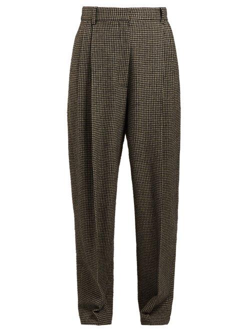Matchesfashion.com The Row - Nica Houndstooth Camel Trousers - Womens - Black White