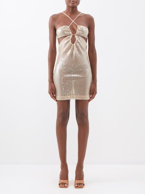Nensi Dojaka - Cutout Sequinned Mini Dress - Womens - Nude