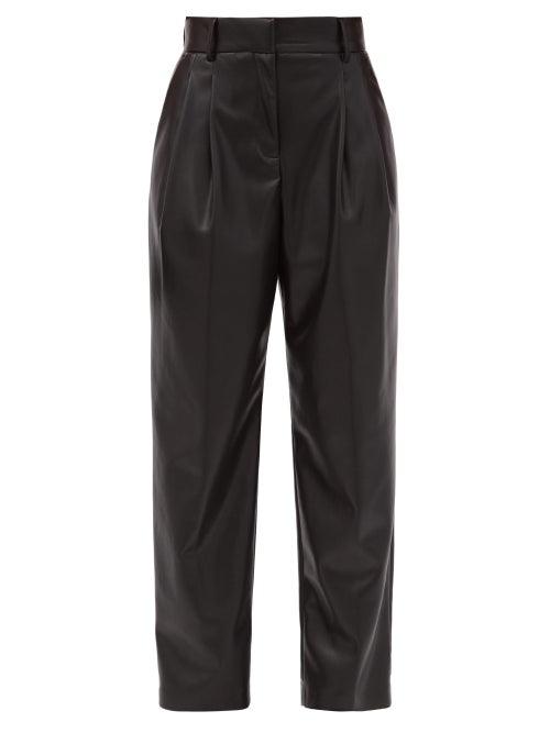 Matchesfashion.com Msgm - High-rise Faux-leather Trousers - Womens - Black