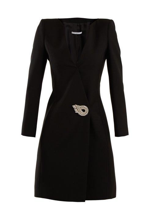 Matchesfashion.com Givenchy - Crystal Embellished Wool Blend Dress - Womens - Black