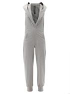 Matchesfashion.com Norma Kamali - Open-back Hooded Cotton-blend Jersey Jumpsuit - Womens - Light Grey