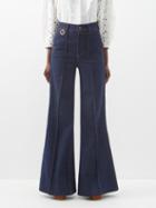 Zimmermann - Kaleidoscope High-waist Flared Jeans - Womens - Dark Blue