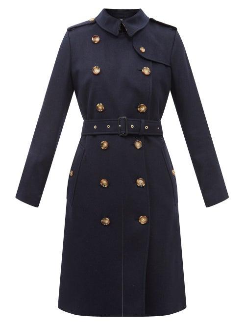 Burberry - Kensington Cashmere-felt Trench Coat - Womens - Navy