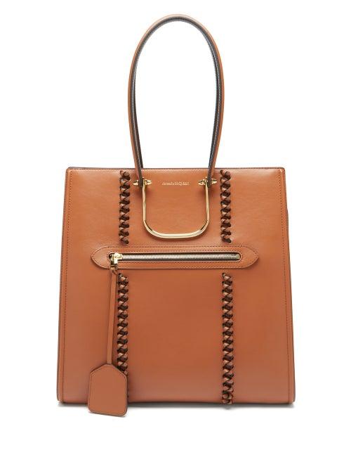 Matchesfashion.com Alexander Mcqueen - The Tall Story Whipstitched Leather Tote Bag - Womens - Tan