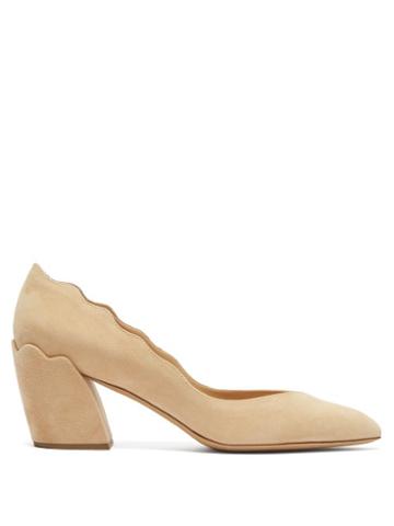Matchesfashion.com Chlo - Laurena 60 Suede Block Heel Pumps - Womens - Nude
