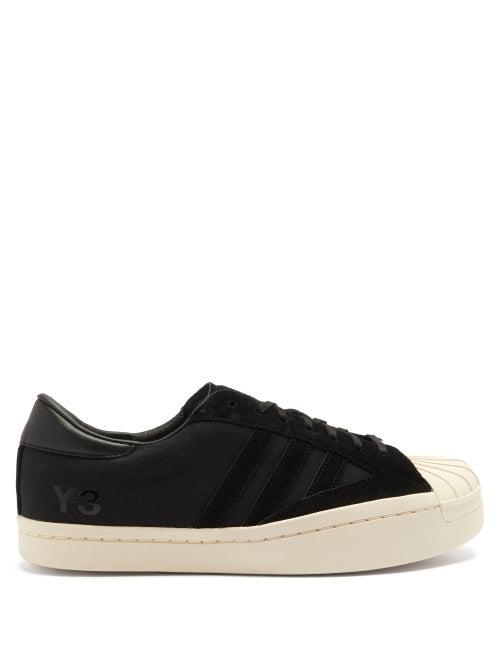 Matchesfashion.com Y-3 - Yohji Star Canvas And Suede Trainers - Mens - Black