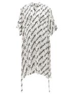 Balenciaga - Scribble-print Logo-jacquard Silk Dress - Womens - Black White
