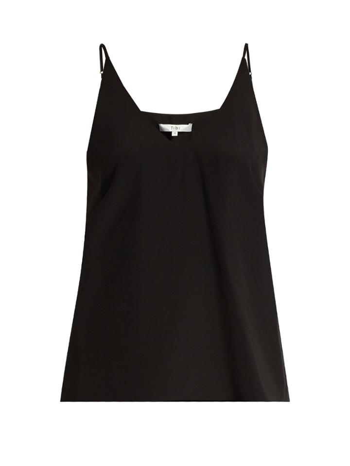 Tibi Curved V-neck Silk Crepe De Chine Cami Top