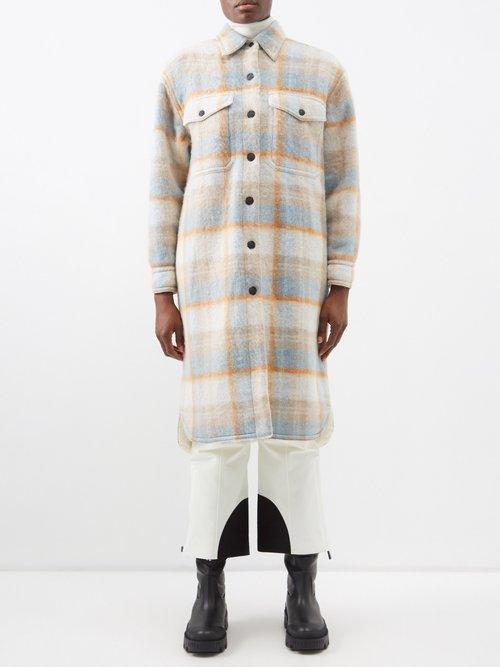 Moncler Grenoble - Vanay Check Felted-flannel Longline Jacket - Womens - Multi