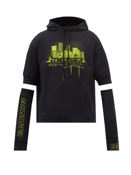 Raf Simons - Echodomer Detached-cuffs Hooded Sweatshirt - Mens - Black