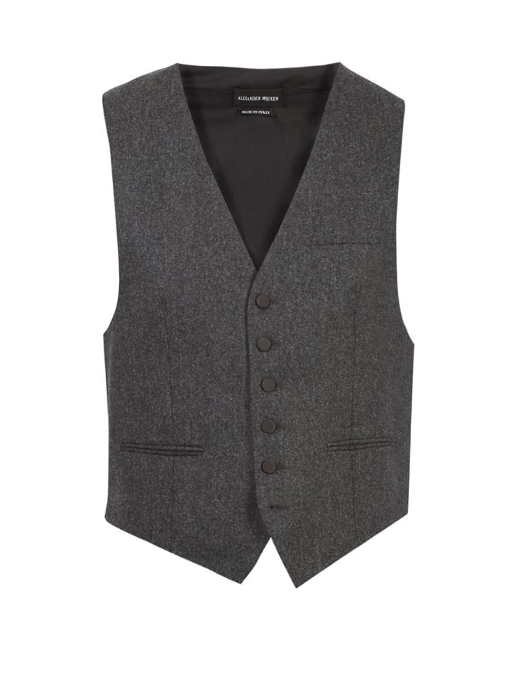 Alexander Mcqueen Contrast-panel Wool Waistcoat