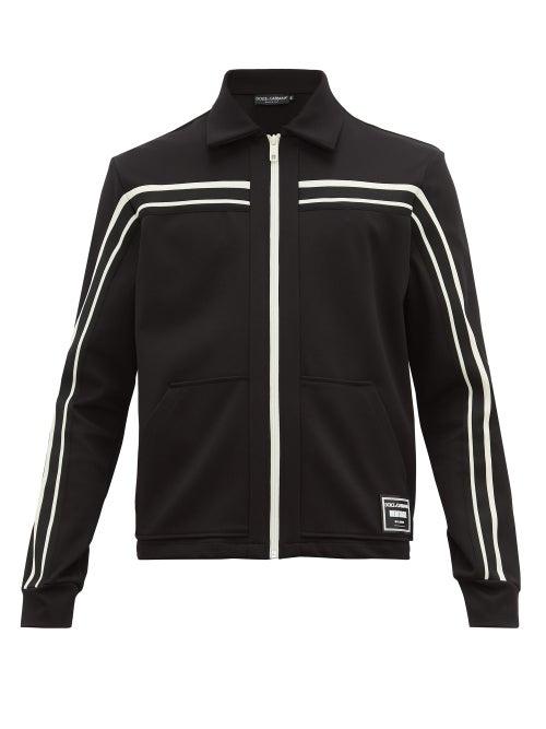 Matchesfashion.com Dolce & Gabbana - Logo-patch Striped Stretch-twill Jacket - Mens - Black