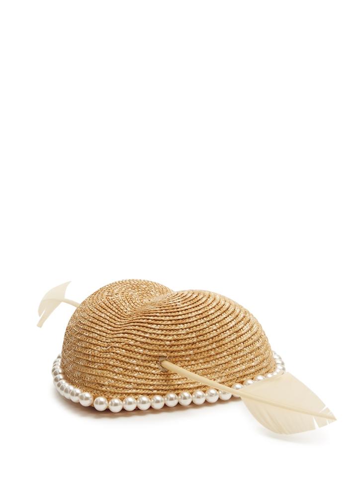 Gucci Pierced-heart Straw Hat