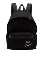 Matchesfashion.com Saint Laurent - City Logo Embroidered Canvas Backpack - Mens - Black