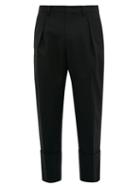 Matchesfashion.com Wooyoungmi - Exaggerated Cropped Cuff Wool Twill Trousers - Mens - Black