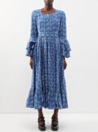 Batsheva - X Laura Ashley The Waverley Cotton Midi Dress - Womens - Blue Multi