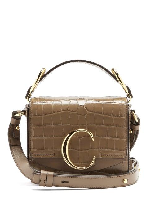 Matchesfashion.com Chlo - Mini C Crocodile-effect Leather Cross-body Bag - Womens - Khaki