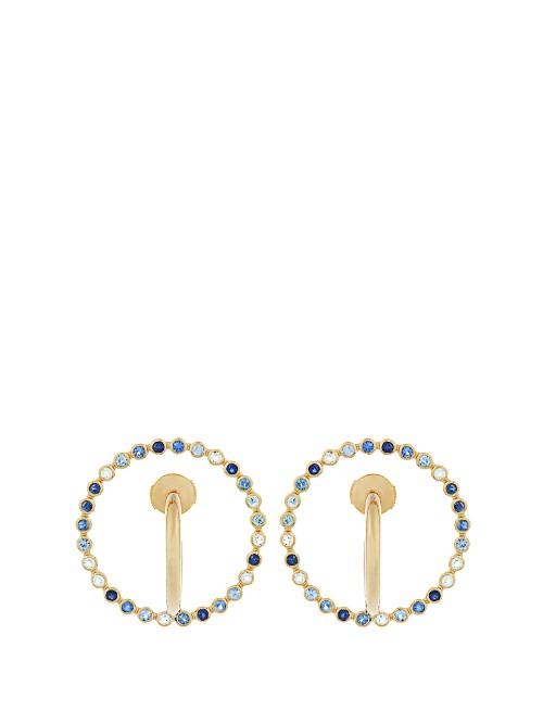 Charlotte Chesnais Saturn Medium Sapphire, Topaz & Gold Earrings
