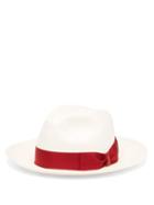 Matchesfashion.com Borsalino - Grosgrain-brim Straw Panama Hat - Mens - Burgundy