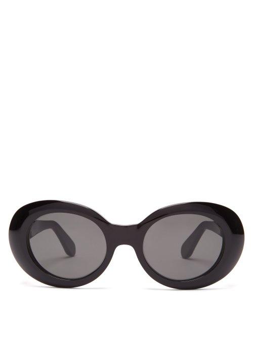 Matchesfashion.com Acne Studios - Mustang Oval Acetate Sunglasses - Womens - Black