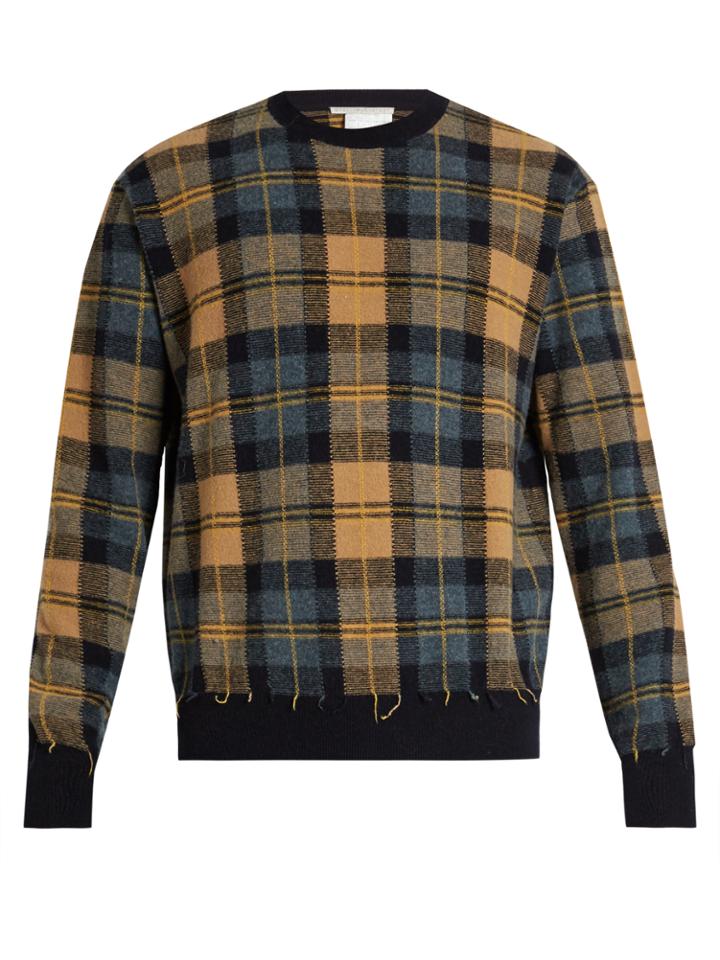 Stella Mccartney Frayed-edge Checked Sweater
