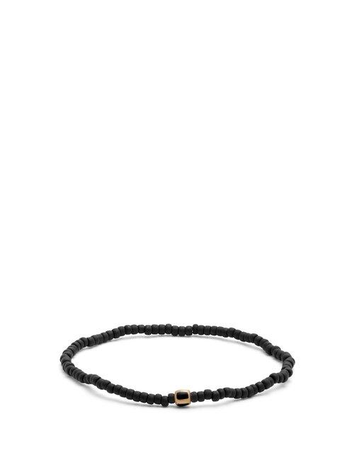 Matchesfashion.com Luis Morais - Bead, Enamel And Yellow Gold Bracelet - Mens - Black