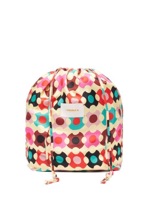 Matchesfashion.com La Doublej - Sack Groovy Dot-print Silk-twill Drawstring Bag - Womens - Beige Multi
