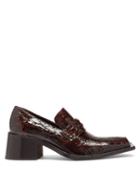 Matchesfashion.com Martine Rose - Bagleys Snake-effect Leather Penny Loafers - Womens - Dark Brown