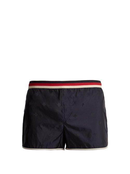Matchesfashion.com Gucci - Bee Jacquard Shorts - Mens - Navy