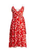Matchesfashion.com Athena Procopiou - Farah Floral Print Silk Wrap Dress - Womens - Red Multi