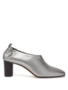 Matchesfashion.com Gray Matters - Micol Block Heel Leather Pumps - Womens - Silver