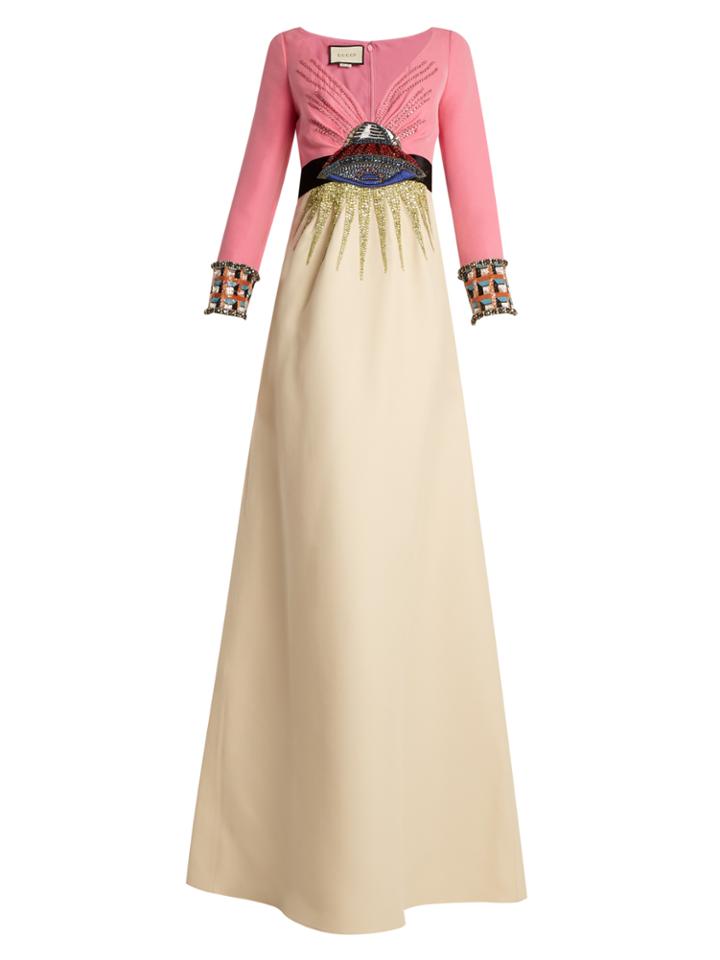 Gucci Ufo-embroidered Wool-blend Gown