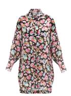 Ganni - Floral-print Satin Pyjama Shirt - Womens - Black Floral