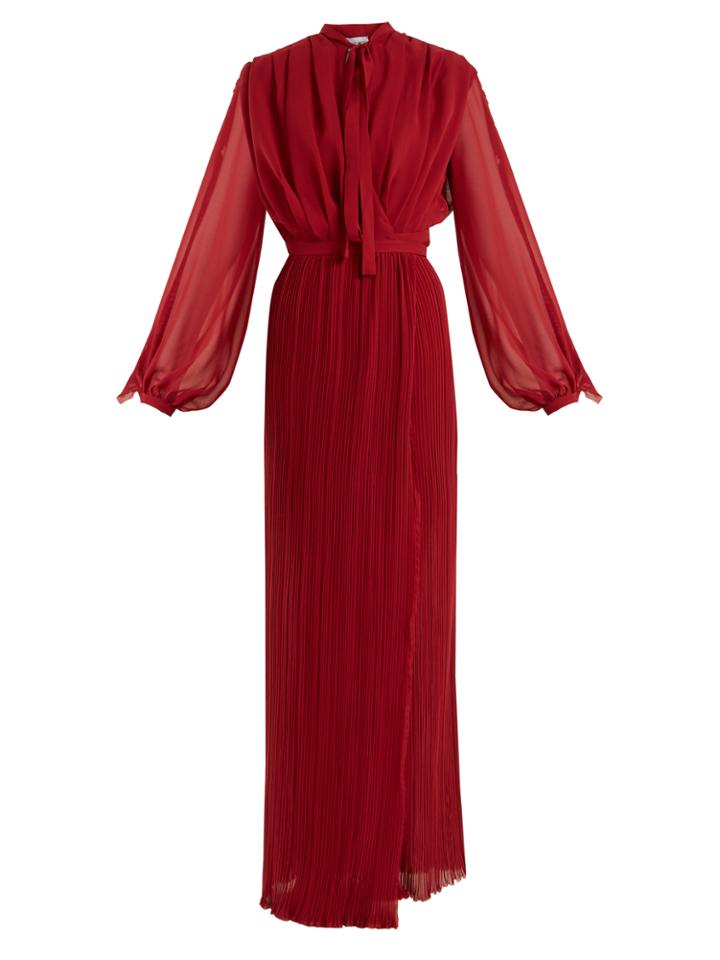 Raquel Diniz Clara Pliss Wrap Silk Gown