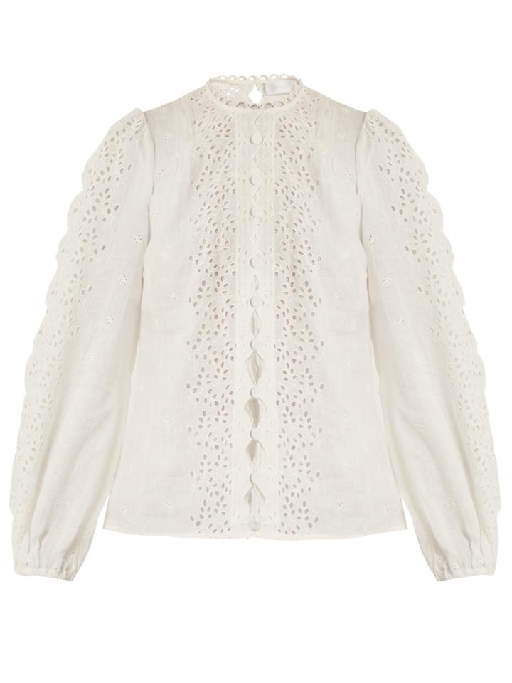 Zimmermann Helm Button-through Broderie Anglaise Linen Shirt