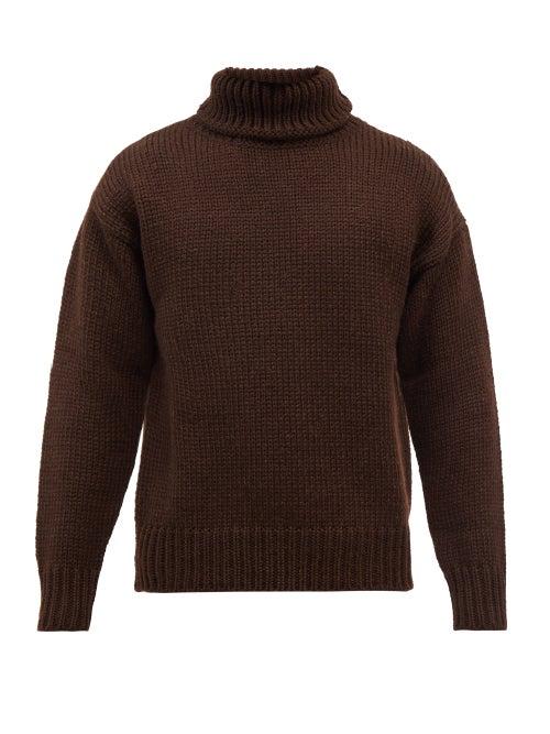Jil Sander - Oversized Roll-neck Wool-blend Sweater - Mens - Brown