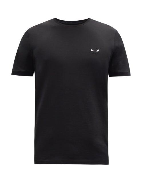 Matchesfashion.com Fendi - I See You Logo-embroidered Cotton-jersey T-shirt - Mens - Black
