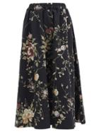 Matchesfashion.com By Walid - Daisy Floral-embroidered Cotton-canvas Midi Skirt - Womens - Black Multi