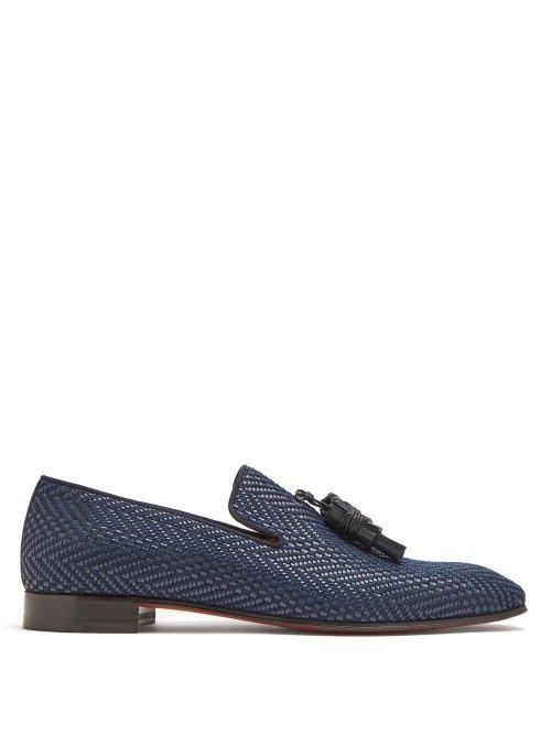 Matchesfashion.com Christian Louboutin - Dandelion Tassel Embellished Leather Loafers - Mens - Navy
