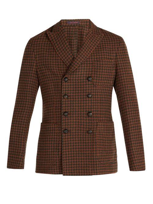 Matchesfashion.com The Gigi - Ziggy Houndstooth Double Breasted Blazer - Mens - Brown Multi