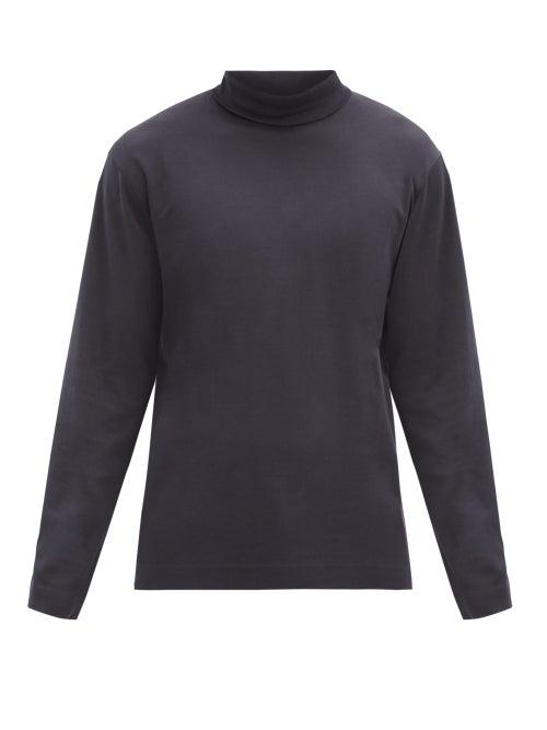 Matchesfashion.com Sunspel - Roll-neck Long-sleeved Cotton-jersey T-shirt - Mens - Black