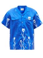 Harago - Pattachitra-print Silk Shirt - Mens - Blue