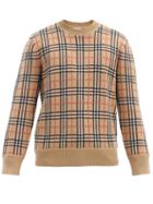 Matchesfashion.com Burberry - Fletcher Nova Check-jacquard Wool Sweater - Mens - Beige
