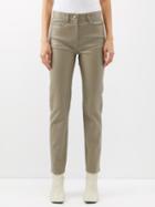 Joseph - Teddy Cropped Leather Trousers - Womens - Dark Beige