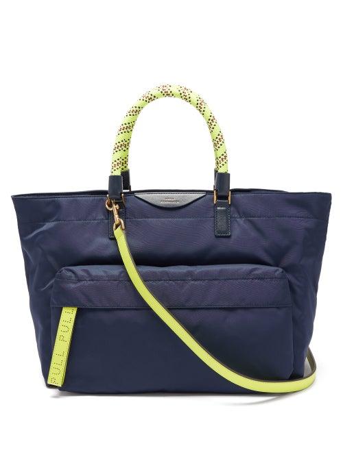 Matchesfashion.com Anya Hindmarch - Neon Bungee Handle Nylon Tote Bag - Womens - Navy Multi