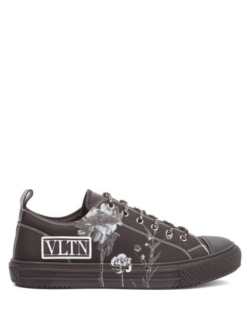 Matchesfashion.com Valentino Garavani - Giggies Flowersity-print Canvas Trainers - Mens - Black White