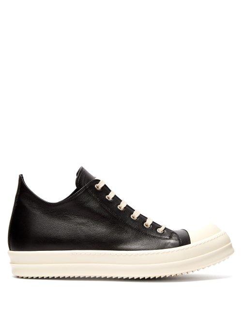 Matchesfashion.com Rick Owens - Geobasket Low Top Leather Trainers - Mens - Black White