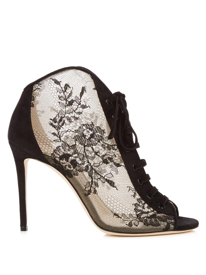 Jimmy Choo Freya 100mm Open-toe Lace Ankle Boots